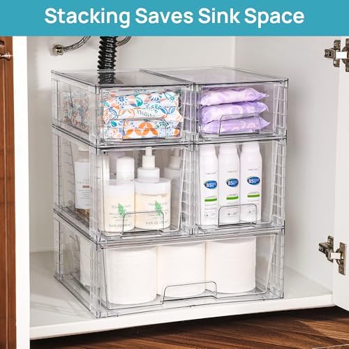 Vtopmart Clear Stackable Storage Drawers, 7 Pack Multi Size Set - Image 4