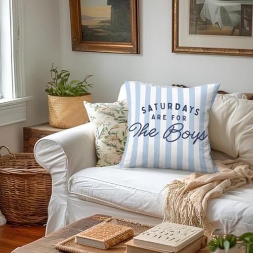 Boys Room Pillow Covers 18x18, Kids Bedroom Decor, Saturdays are - Image 4