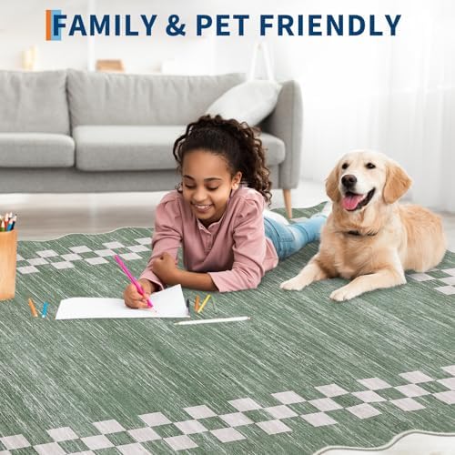 GarveeHome Washable Scalloped Small Area Rug 2x3 Modern Checkered Entry Rug - Image 4