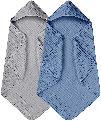 Yoofoss Hooded Baby Bath Towels 2 Pack 100% Muslin Organic Cotton by YOOFOSS