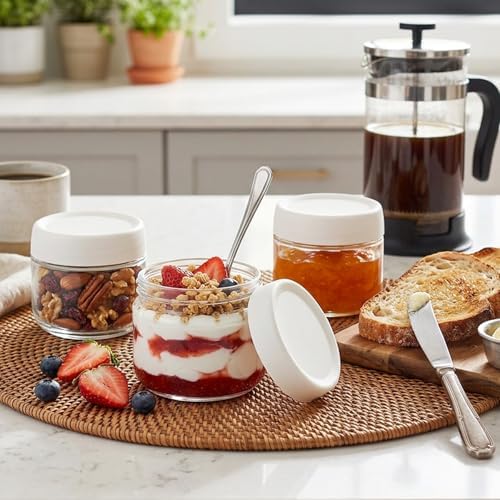 Glass Jar with Scew Lid, Overnight Oats Jars, Condiment Salad Dressing Sauce - Image 2