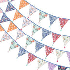 G2PLUS 10.8Ft Cotton Triangle Bunting Banner – 12pcs Multicolor Floral Fabric by G2PLUS