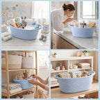 Baby Boy Woven Gift Basket for Gifts Empty Blue Storage Basket - Image 5
