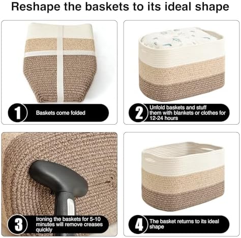ICERZCZ Storage Baskets for Organizing & Shelves, Woven Cotton Rope - Image 7