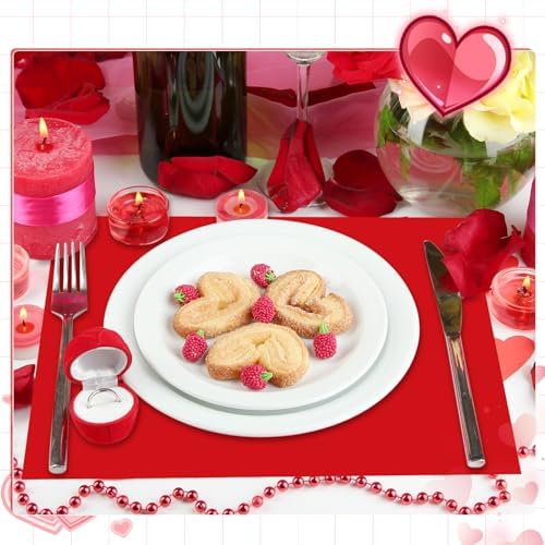 Fullhawl 120 Pcs Pink and Red Paper Placemats, Disposable Rectangular Table - Image 5