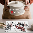Artoid Mode Snowman Vinyl Christmas Placemats Set of 4, 12x18 Inch Washable - Image 3