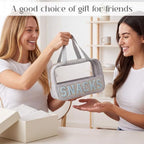 Sanwuta Seersucker Snacks Bag Chenille Letter Clear Makeup Bag - Image 7
