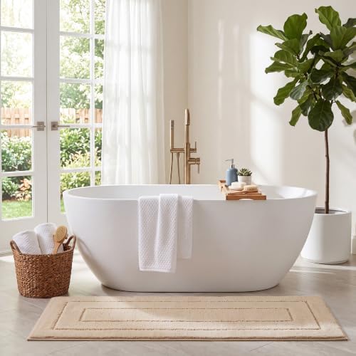 GRANNY SAYS Khaki Bathroom Runner Rug 59" x 24", Soft Microfiber Bath Mat - Image 2