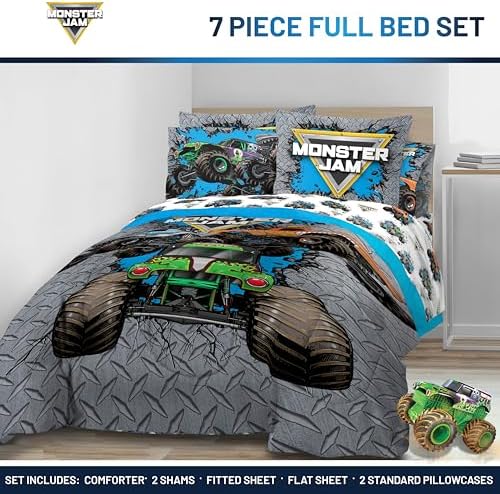Monster Jam Full Size Comforter Set 7 Piece Kids Bedding - Image 2