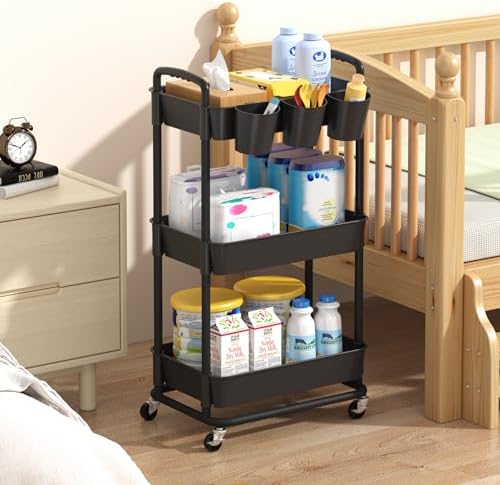 Baby Diaper Caddy, Locking Rolling Cart - Image 3