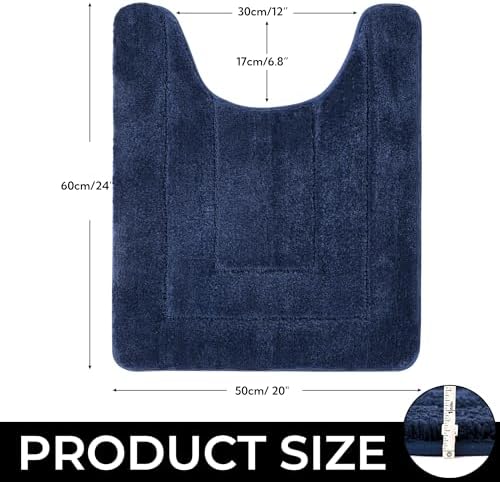 GRANNY SAYS Blue U Shaped Toilet Rug 20" x 24", Non-Slip Bath Mat - Image 2