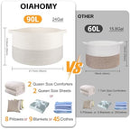 OIAHOMY 90L Large Blanket Basket Living Room Laundry Basket Black & White - Image 2