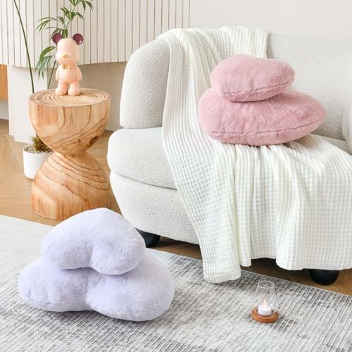 XVTRU Dusty Pink Heart Pillows, Cute Heart Decorative Pillow, Heart Shaped - Image 5