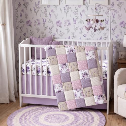 Hahafelt 3 Piece Patchwork Flowers Baby Crib Bedding Set - Image 4