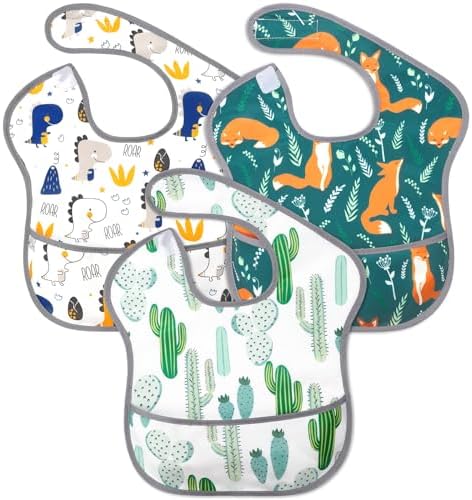Accmor Baby Bibs for Eating, Waterproof Mess Proof Baby Toddler Bibs, Apron by Accmor