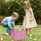 Large Cute Easter Basket for Kid Empty Gift Baby Rectangle Storage Bin Bunny - Image 6