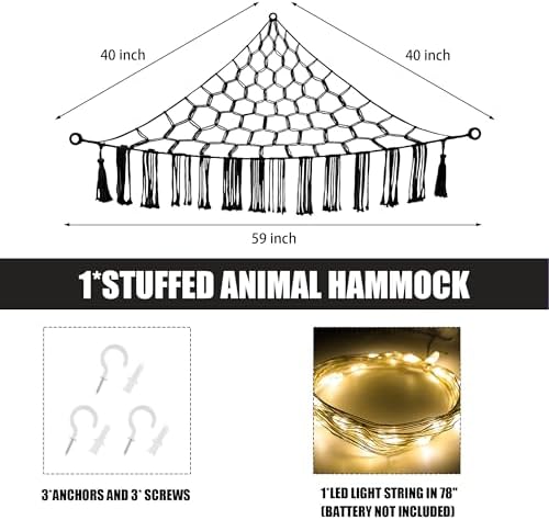 CERETIA Stuffed Animal Hammock Large Corner Plushie Net Storage - Image 5