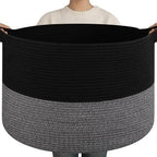 OIAHOMY 90L XXXLarge Blanket Basket Living Room Laundry Basket Black&Grey by MasterofSpaceOptimization