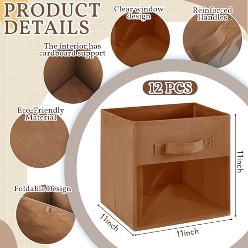 Marsui 12 Pcs Clear Cube Storage Bins Collapsible Fabric - Image 2