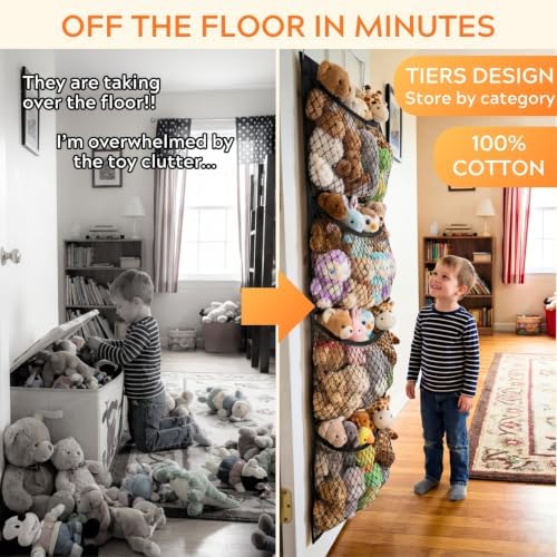 Ofiray-home Over The Door Stuffed Animal Storage, Cotton Toy Organizer - Image 2