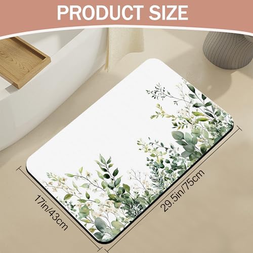 Non Slip Bath Mat, Watercolor Eucalyptus Leaves Bathroom Decor - Image 2
