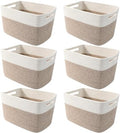 6 Pack Woven Rope Baskets, 12.6"×9"×7.8" Storage Bins by HZFTJOY