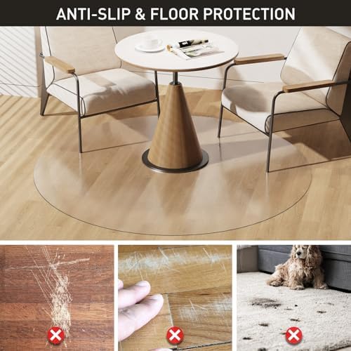 Clear Plastic Floor Mat for Under Dining Table, 4ft Round No Slip Waterproof - Image 3