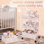 Yookeer 2in1 Baby Diaper Caddy Organizer Cart 3 Tier Large Capacity Metal - Image 2
