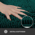 Yeaban Chenille Dark Teal Bathroom Rug 26"x44", Non-Slip Rubber Backing - Image 3