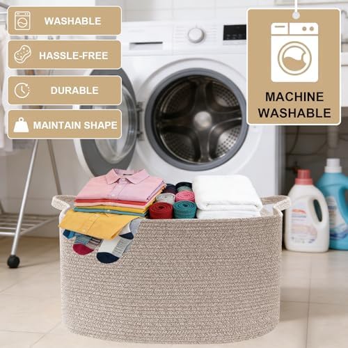 65L Large Laundry Basket with Handles, Woven Blanket Basket - Image 6