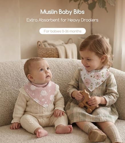 8 Pack Muslin Baby Bandana Bibs - Image 3