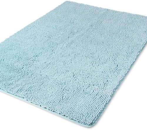 Yeaban Chenille Baby Blue Bathroom Rug 40"x60", Non-Slip Rubber Backing by Yeaban