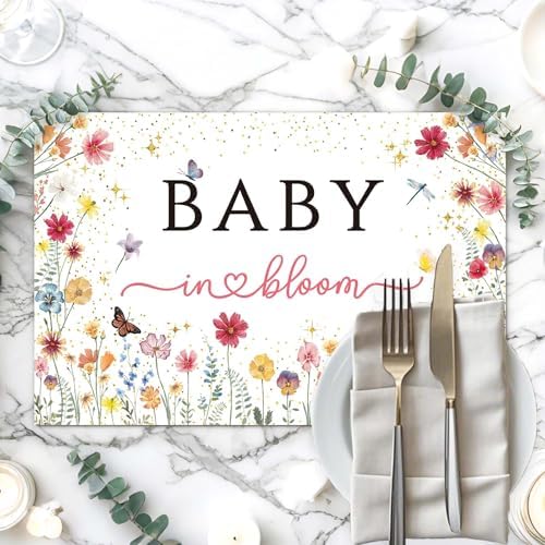 50 Pack Baby in Bloom Disposable Paper Placemats, 11x17 Inches Wildflower - Image 5