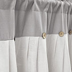 Lush Decor Linen Button Farmhouse Valance Curtians 84"W x 18"L Gray & Off White - Image 3