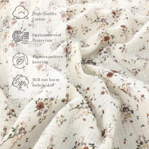 Breling 2 Pcs Muslin Botanical and Orchid Print Crib Sheets - Image 3