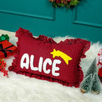 Personalized Frilly Punch Needle Name Throw Pillow – Custom Embroidered Gingham - Image 5