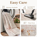 Floral Animal Cream 2x10 Long Hallway Runner Rug, Washable Non Slip Ultra Thin - Image 6