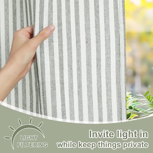 ASPMIZ Cotton Linen Kitchen Curtains 36 Inch Length, Farmhouse Rod Pocket Short - Image 5