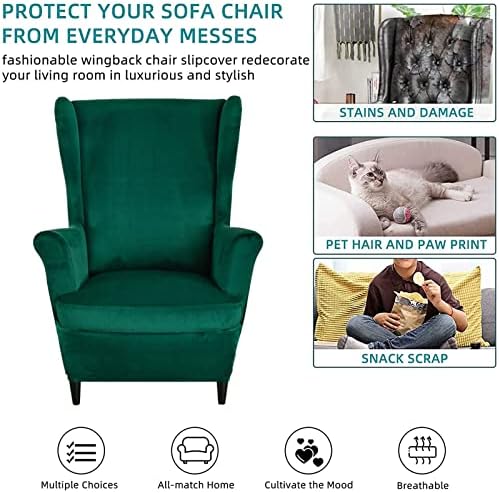 NILUOH Wingback Chair Covers 2-Piece, Armchair Slipcovers - Image 5