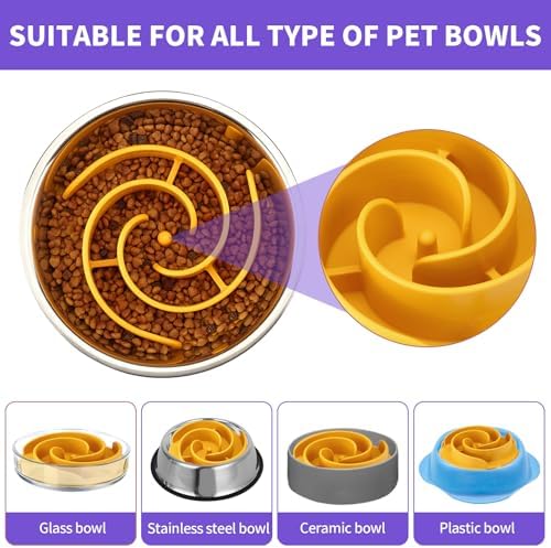 Slow Feeder Dog Bowls Insert, Animire Soft Silicone Slow Eating Dog Food Bowl - Image 2