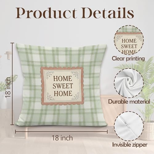 Sage Green Home Sweet Home Throw Pillow Covers, Housewarming Gifts, Farmhouse - Image 7
