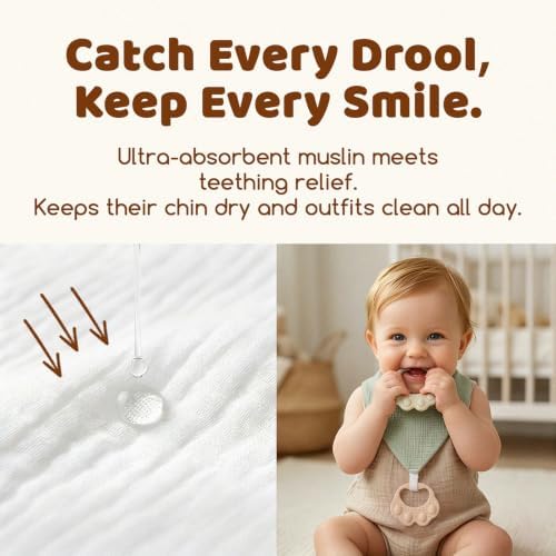 8-Pack Muslin Baby Bibs for Drooling and Teething - Image 3