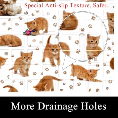 Bathtub Mat Non Slip 26.8x15.1In, Cat Paws Bath Mat - Image 2