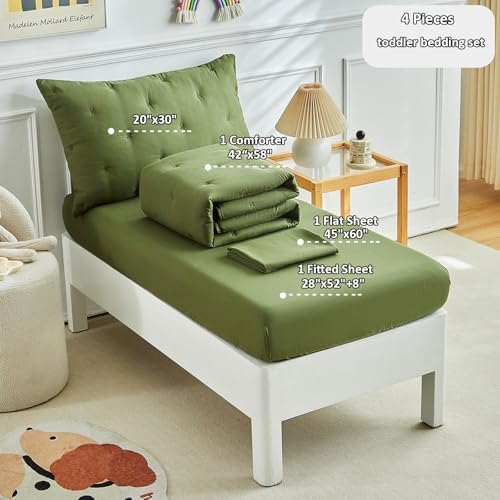 DuShow 4 Pieces Toddler Bedding Set, Embroidery Crib Comforter Set - Image 3