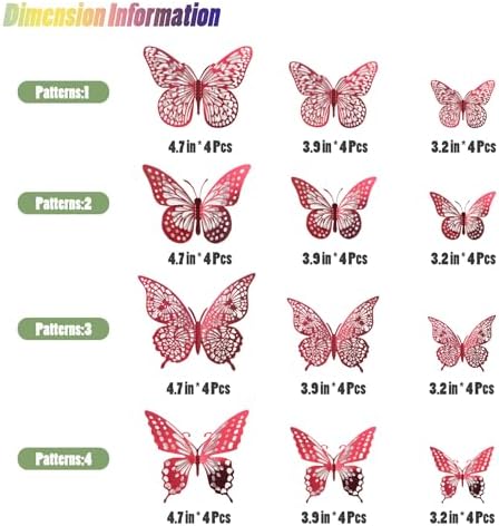 SAOROPEB 3D Butterfly Wall Decor 48 Pcs Blood Red Butterfly Decorations - Image 5