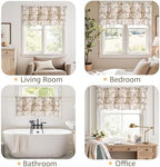 jinchan Ruffled Floral Valance Curtain 18 Inch 1 Panel Taupe on Beige - Image 4