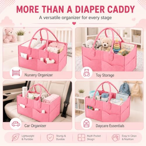 PandaEar Baby Diaper Caddy Organizer, Portable Diaper Holder Organizer Nursery - Image 2