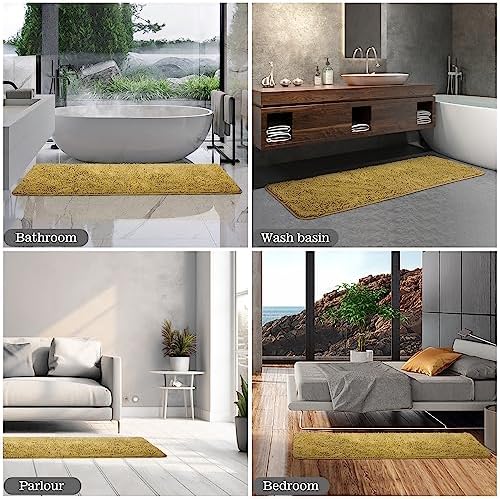 Yeaban Chenille Mustard Bathroom Runner Rug 24"x60" - Image 5