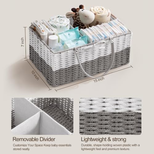 HBlife Large Baby Diaper Caddy Organizer, Paper Rope Storage Baskets Nursery Bin - Image 5