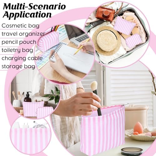 Huhumy 2 Pcs Makeup Bag Set for Women, Wide Stripe - Image 6